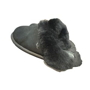 Koolaburra by UGG Black Shearling Slippers Women's 10 Suede Fuzzy‎ Cozy Slides